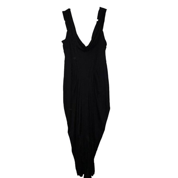ASOS‎ Design Curve Dress Sz 20 Black Draped Crossover Neck Midi Tapered - Picture 1 of 14